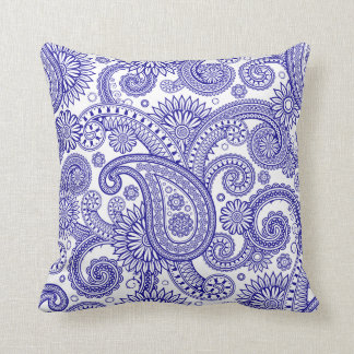Ultramarine Paisley Floral Swirl Cushion