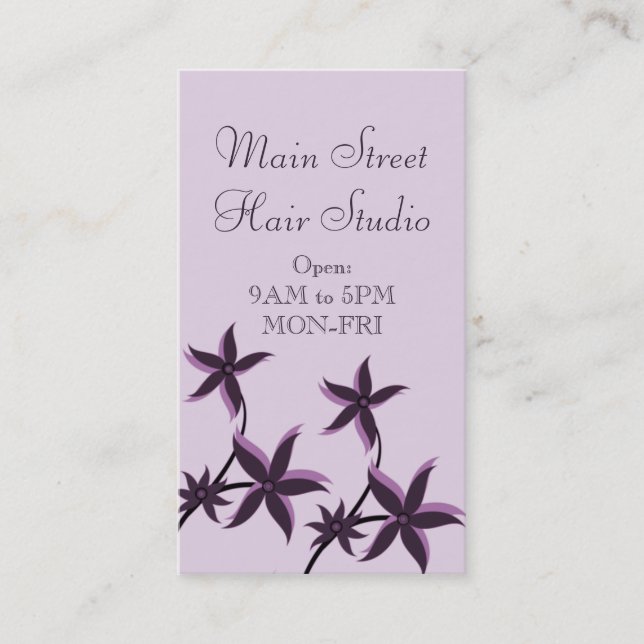 Ultramodern Floral Business Card, Lavender Card (Front)