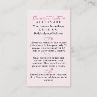 Ultrasonic Fat Cavitation Aftercare Body Sculpting Business Card
