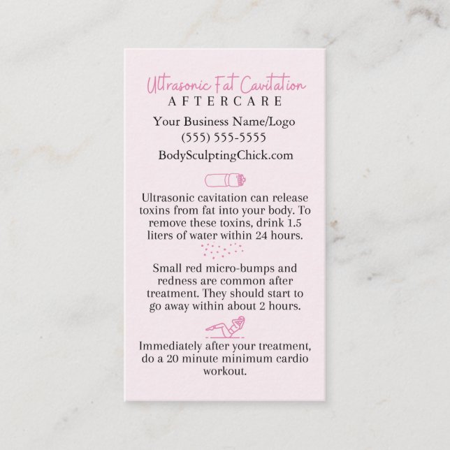 Ultrasonic Fat Cavitation Aftercare Body Sculpting Business Card (Front)