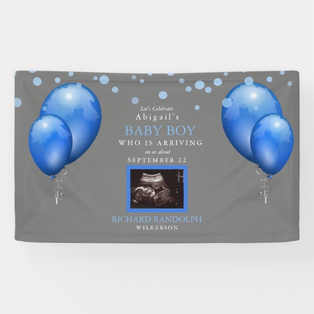 Ultrasound Baby Shower Boy Banner (Horizontal)
