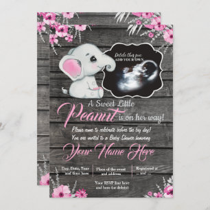 Ultrasound Elephant Baby Shower Invitation, rustic Invitation