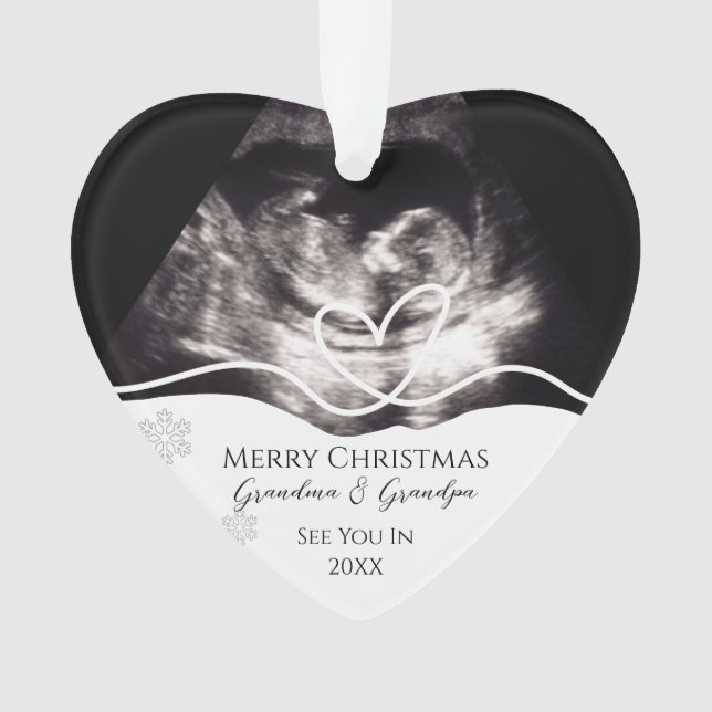 Ultrasound Grandparents Pregnancy Announcement Ornament (Front)
