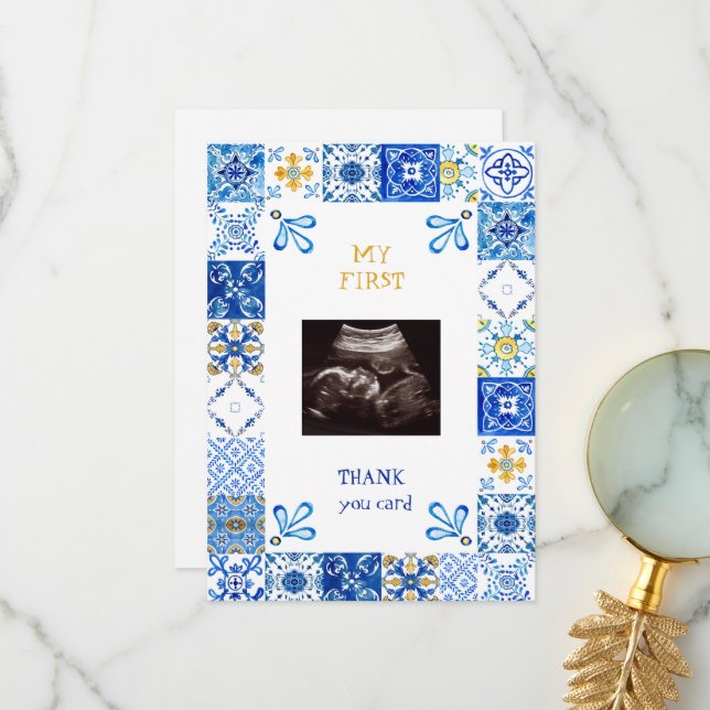 Ultrasound Mediterranean Blue Baby Thank You Funny (Front/Back In Situ)