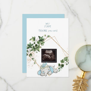 Ultrasound Photo Boy Thank You Baby Point of View Card