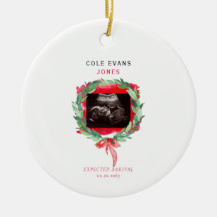 Ultrasound Photo Expected Arrival Christmas Ceramic Tree Decoration
