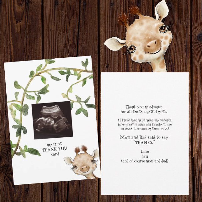 Ultrasound Photo Giraffe Thank You  Card (Creator Uploaded)