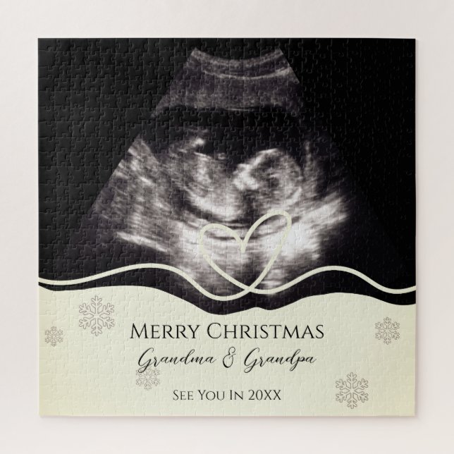 Ultrasound Photo Grandparents Pregnancy Reveal  Jigsaw Puzzle (Vertical)