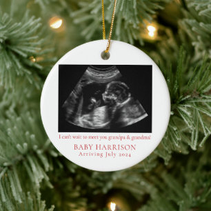 Ultrasound Photo Pregnancy Announcement Ceramic Tree Decoration