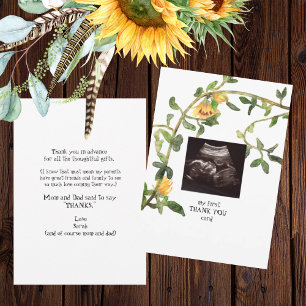 Ultrasound Photo Sunflower Thank You  Card