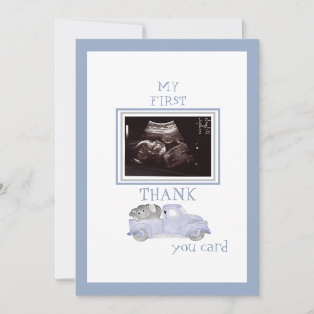 Ultrasound Photo Truck Thanks Blue Baby Viewpoint Thank You Card (Front)