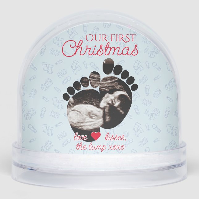 Ultrasound Pregnancy Announcement 1st Christmas Snowglobe (Front)