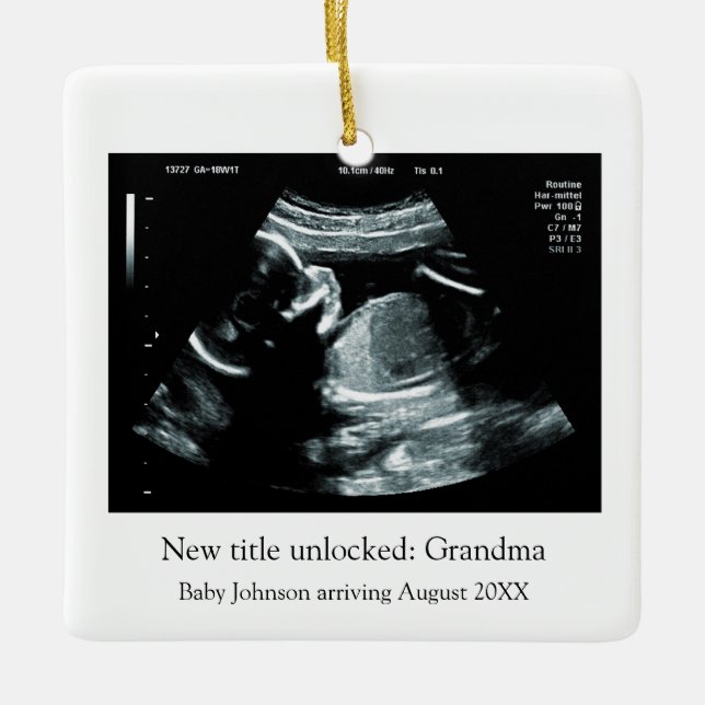 Ultrasound Pregnancy Announcement – Grandma to be Ceramic Ornament (Front)