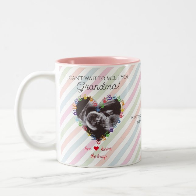 Ultrasound Pregnancy Announcement Grandma To Be Two-Tone Coffee Mug (Left)