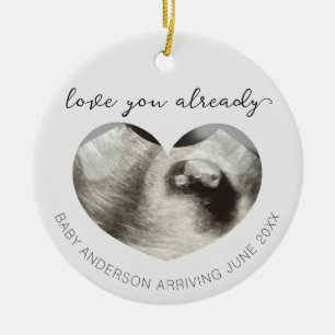 Ultrasound Pregnancy Announcement Keepsake Heart Ceramic Tree Decoration