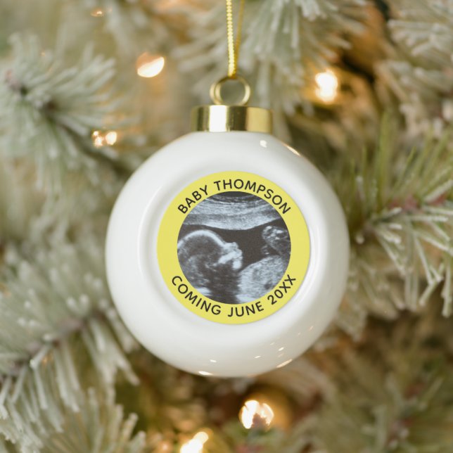 Ultrasound Pregnancy Gender Reveal Sonogram Ceramic Ball Christmas Ornament (Tree)