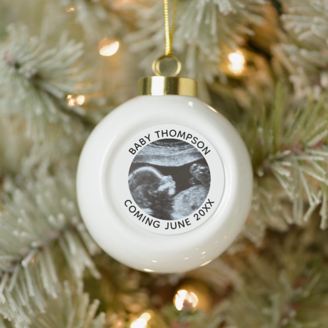 Ultrasound Pregnancy Gender Reveal Sonogram Ceramic Ball Christmas Ornament (Tree)