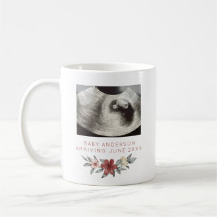 Ultrasound Pregnancy Reveal Announcement Floral Coffee Mug