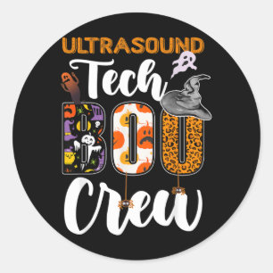 Ultrasound Tech Boo Crew Funny Halloween Classic Round Sticker