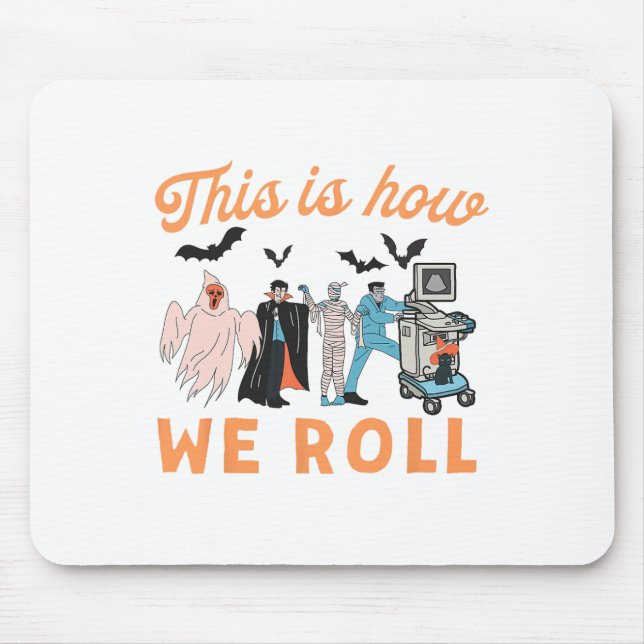 Ultrasound Tech Ghosts Vascular Tech Sonographer H Mouse Mat (Front)