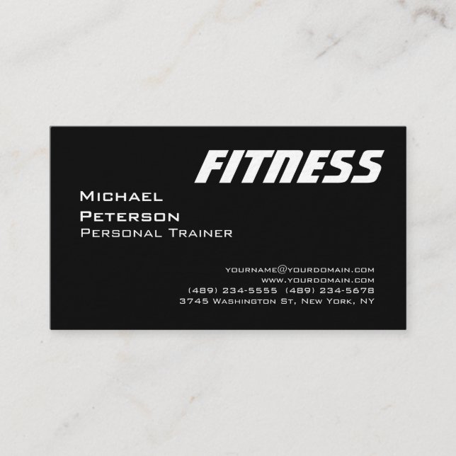 UltraThick Black White Fitness Sport Business Card (Front)