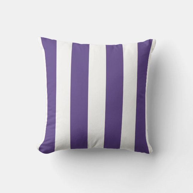 Ultraviolet and White Wide Stripes Pillow (Front)