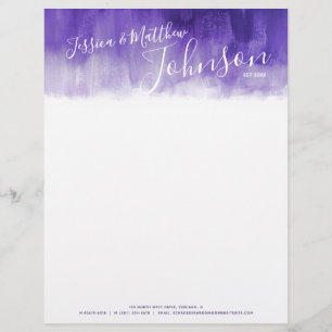 Ultraviolet modern art newly weds letterhead