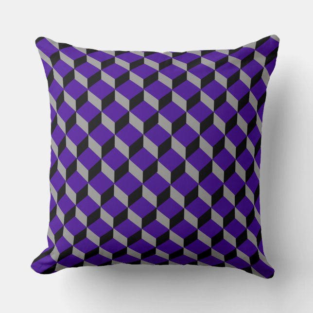 Ultraviolet Optical Illusion Modern Patterned Cushion (Front)