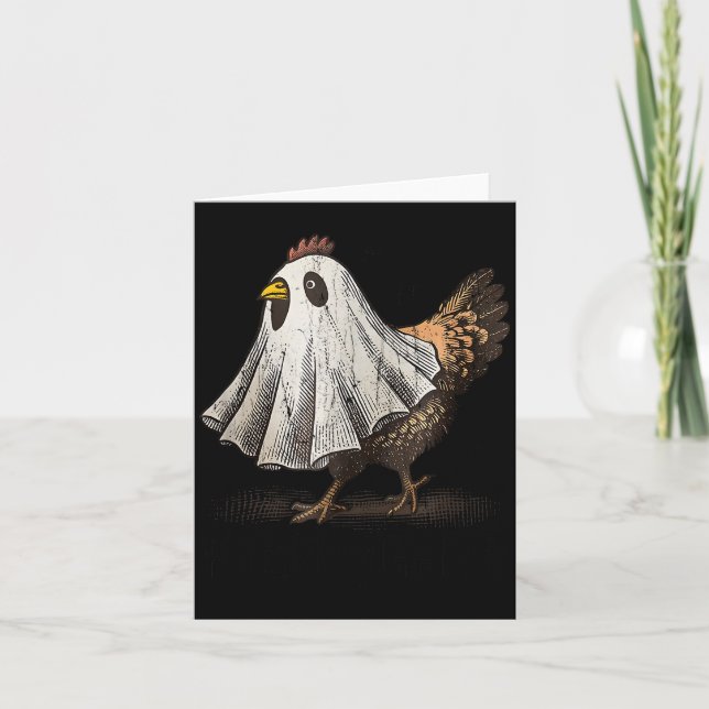 Ultrygeist Chicken, Chicken Ghost, Funny Halloween Card (Front)