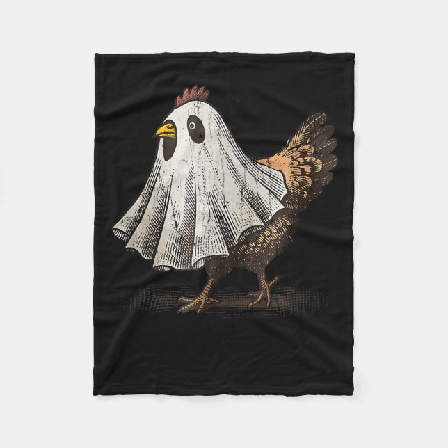 Ultrygeist Chicken, Chicken Ghost, Funny Halloween Fleece Blanket (Front)