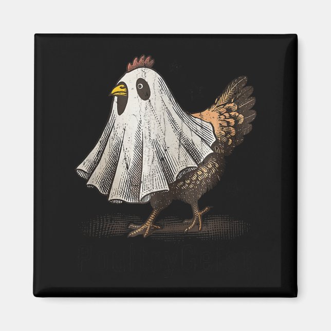 Ultrygeist Chicken, Chicken Ghost, Funny Halloween Magnet (Front)