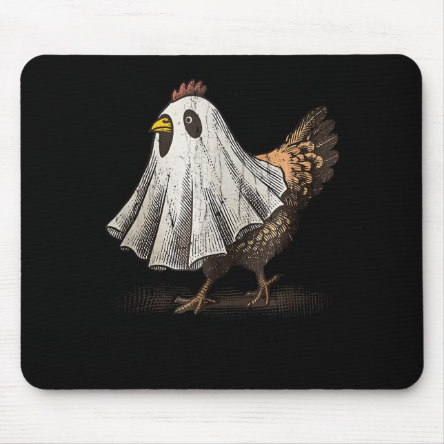 Ultrygeist Chicken, Chicken Ghost, Funny Halloween Mouse Mat (Front)