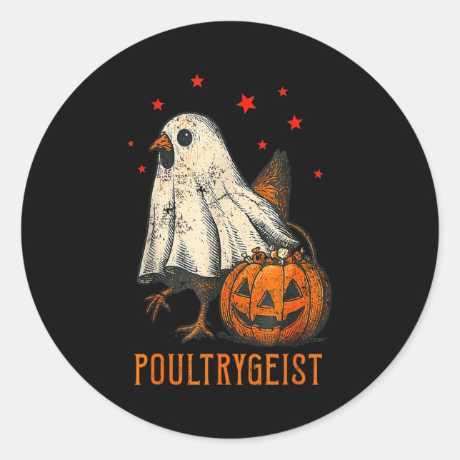 Ultrygeist Funny Halloween Chicken Ghost Costume P Classic Round Sticker (Front)