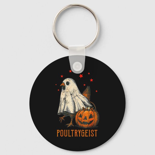 Ultrygeist Funny Halloween Chicken Ghost Costume P Key Ring (Front)