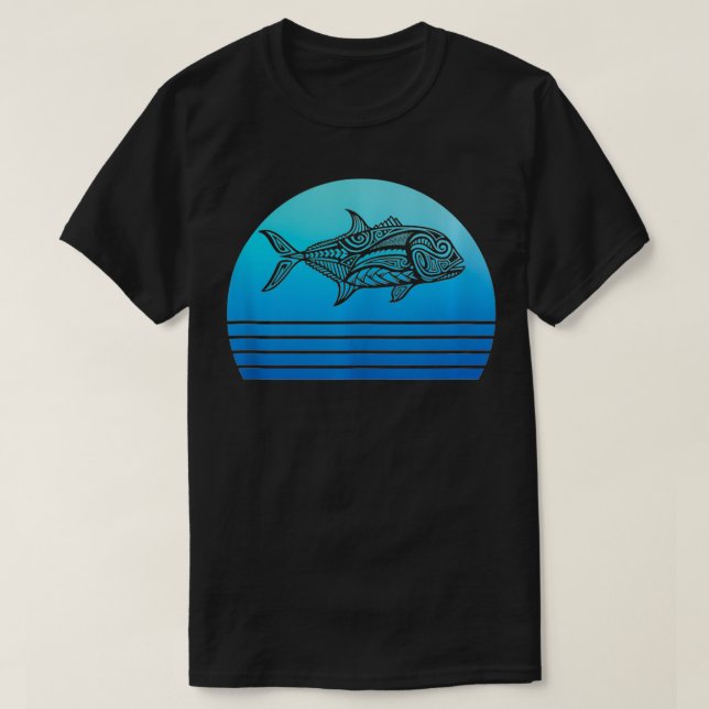 Ulua Fishing Native Hawaiian Tshirt  Hawaiian Trib (Design Front)