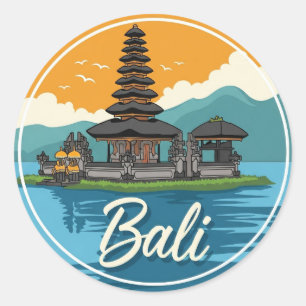 Ulun Danu Bali Indonesia Travel Abstract Classic Round Sticker