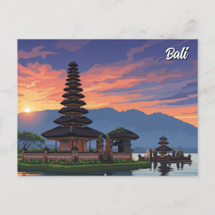 Ulun Danu Bali Indonesia Travel Holiday Postcard