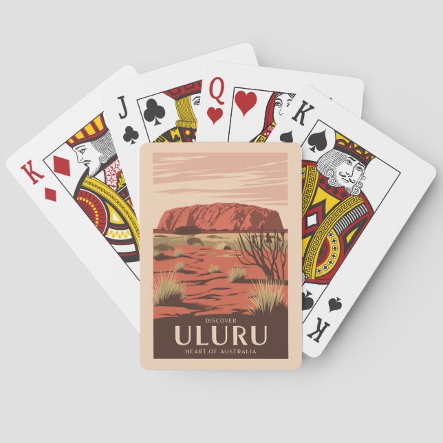 Uluru Australia Travel Art Vintage Playing Cards (Back)