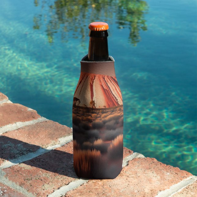 Uluru "Ayers Rock" Australia Oil Paint,  Bottle Cooler (In Situ Pool)