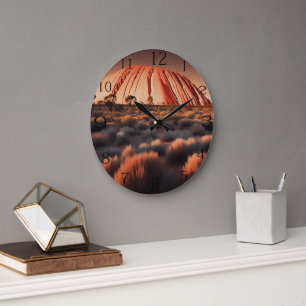 Uluru "Ayers Rock" Australia Oil Paint, Large Clock