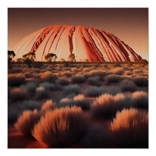 Uluru "Ayers Rock" Australia Oil Paint,  Poster (Front)