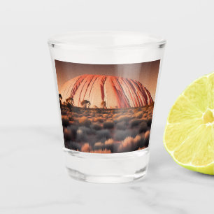 Uluru "Ayers Rock" Australia Oil Paint,  Shot Glass