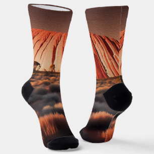 Uluru "Ayers Rock" Australia Oil Paint, Socks