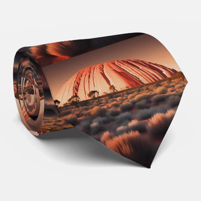 Uluru "Ayers Rock" Australia Oil Paint,  Tie (Rolled)