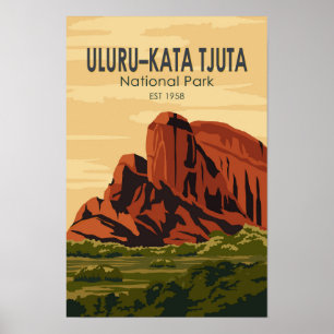 Uluru-Kata Tjuta National Park Australia Vintage Poster