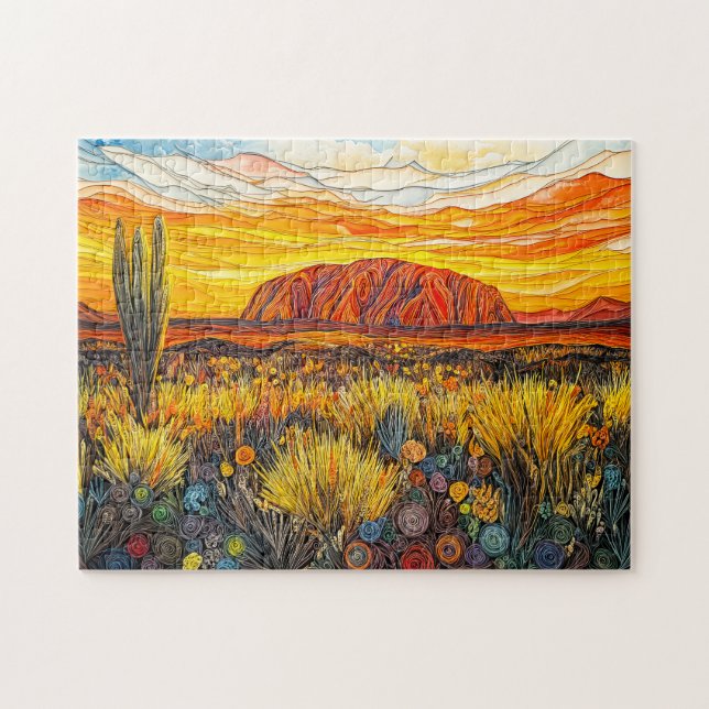 Uluru Outback Landscape in Quilling Style Jigsaw Puzzle (Horizontal)