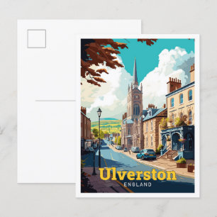Ulverston England Travel Vintage Illustration Postcard