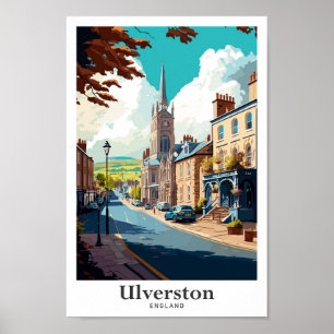 Ulverston England Travel Vintage Illustration Poster