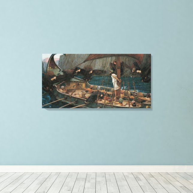 Ulysses and the Sirens by John William Waterhouse Canvas Print (Insitu(Wood Floor))