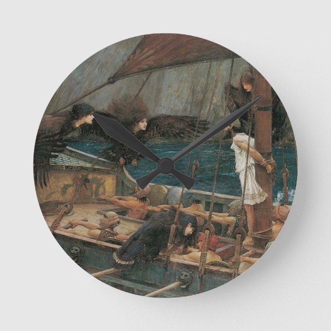 Ulysses and the Sirens by John William Waterhouse Round Clock (Front)